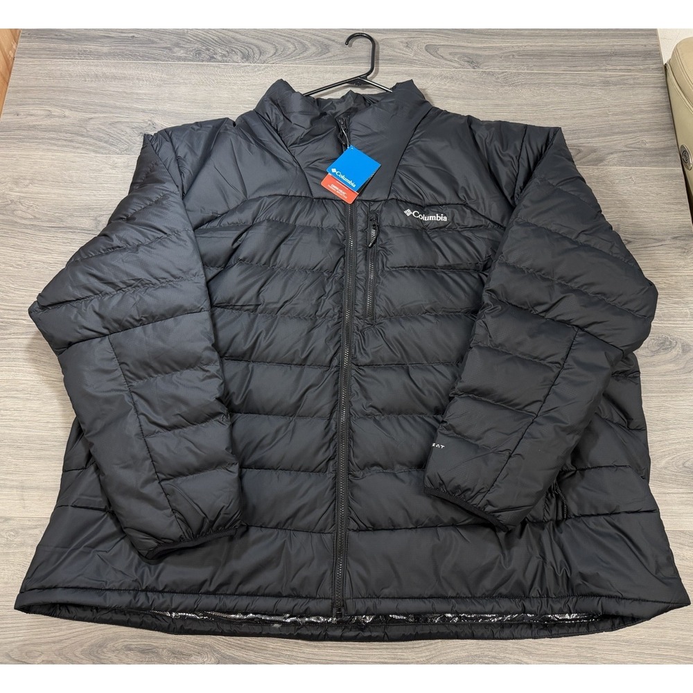 Men's Columbia Autumn Park Down Omni Heat Hooded Jacket 6X NWT Black Outdoor